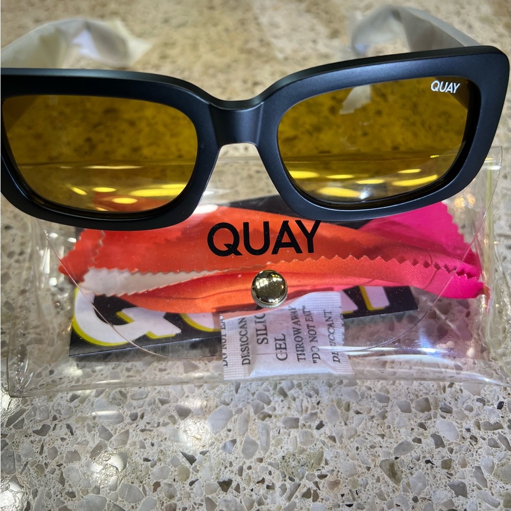 Quay Australia Black Frame with Yellow Lenses Sunglasses